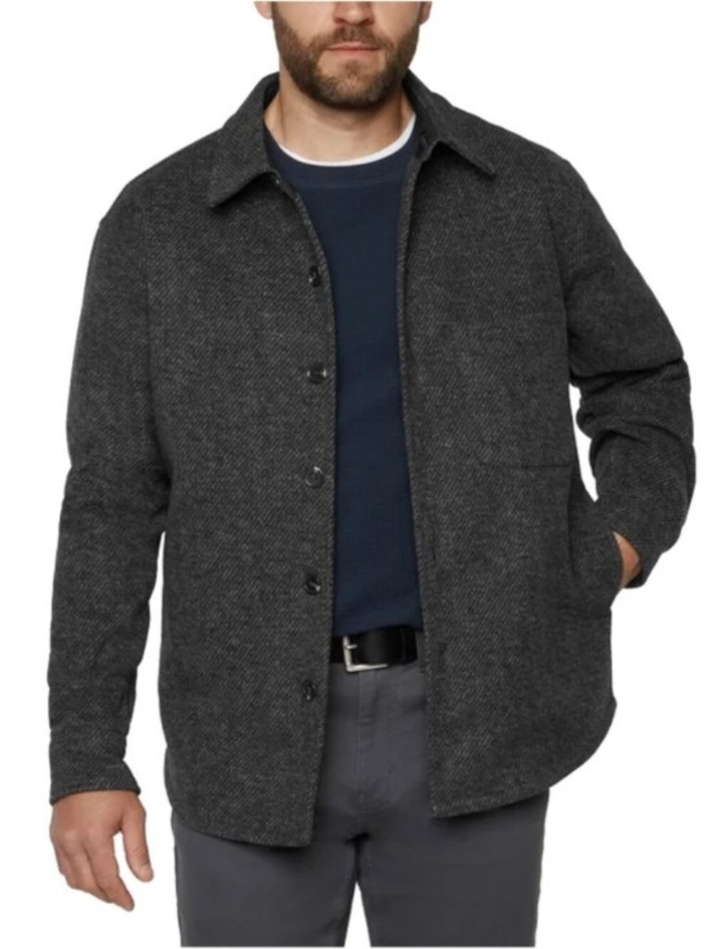 Banana Republic Mens Large Black Regular Fit Lined Shirt Jacket